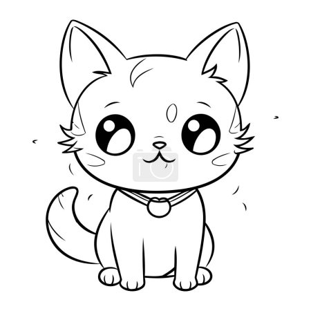 Téléchargez les illustrations : Illustration d'une page de livre de coloriage de personnage de dessin animé mignon chat - en licence libre de droit