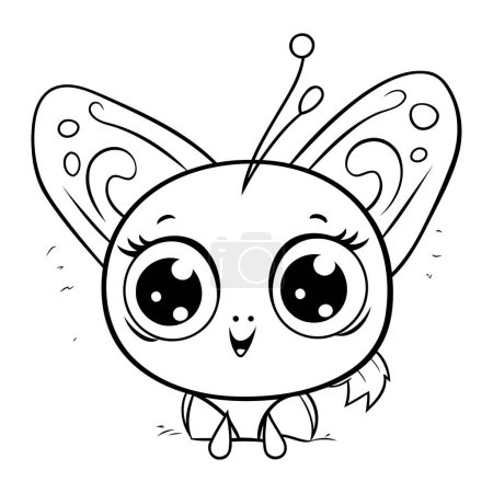 Photo for Cute cartoon butterfly. Black and white vector illustration for coloring book. - Royalty Free Image