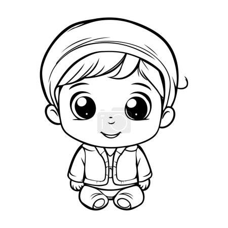 Illustration for Vector illustration of Cute Little Boy Cartoon Character for Coloring Book - Royalty Free Image
