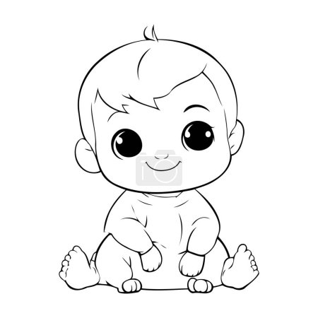 Illustration for Cute baby boy isolated on white background. Vector illustration for coloring book. - Royalty Free Image