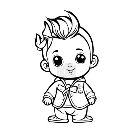 Téléchargez les illustrations : Mascotte de Bébé Garçon Mignon Dessin animé personnage vectoriel Illustration. - en licence libre de droit