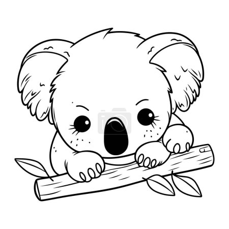 Ilustración de Libro para colorear para niños. Koala con un palo. Ilustración vectorial - Imagen libre de derechos
