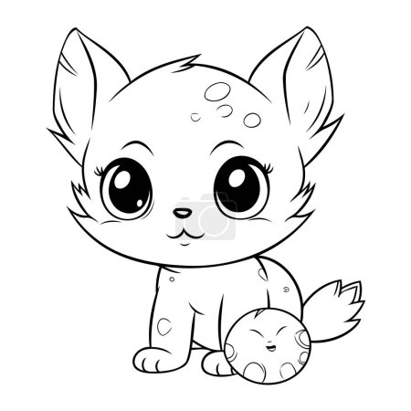 Illustration for Cute cartoon fox with ball. Vector illustration for coloring book. - Royalty Free Image