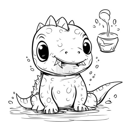 Téléchargez les illustrations : Joli bébé crocodile. Illustration vectorielle pour page de livre à colorier. - en licence libre de droit