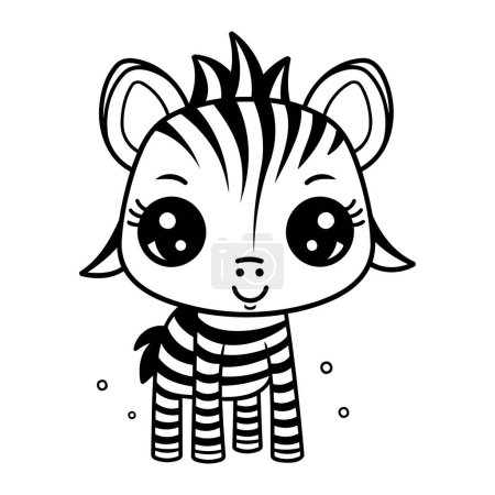 Téléchargez les illustrations : Mignon petit tigre kawaii personnage vecteur illusion conception - en licence libre de droit