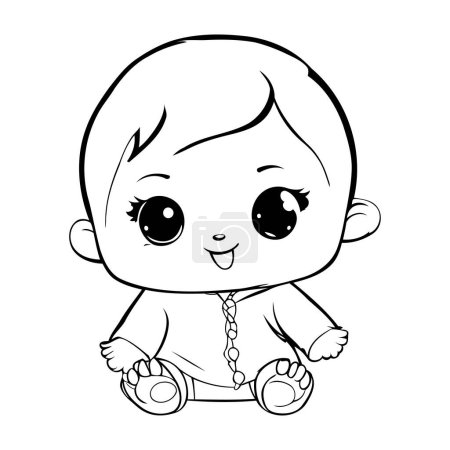 Illustration for Cute little baby boy. Vector illustration for coloring book or page. - Royalty Free Image
