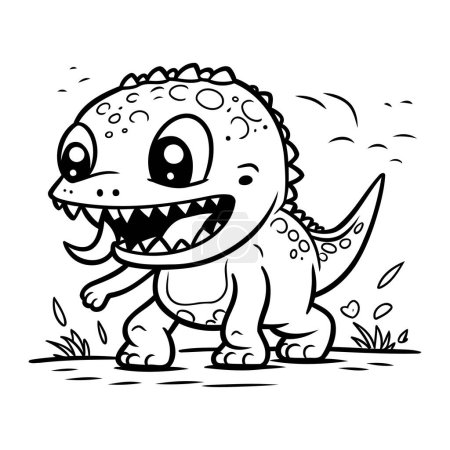Illustration for Cute dinosaur cartoon. Vector illustration for coloring book or page. - Royalty Free Image