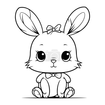Illustration for Cute Cartoon Bunny. Vector Illustration for Coloring Book. - Royalty Free Image