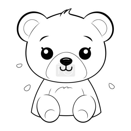 Ilustración de Bonito oso de dibujos animados. Ilustración vectorial en blanco y negro para colorear libro. - Imagen libre de derechos