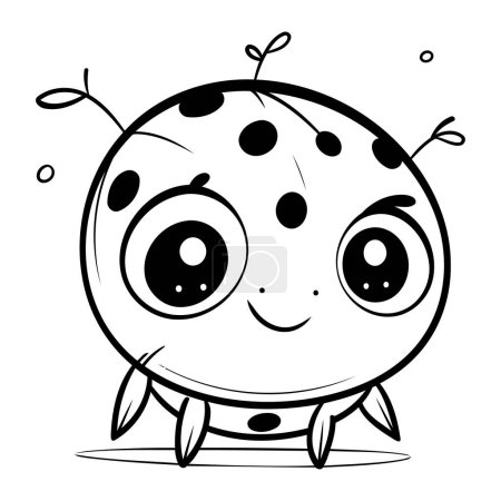 Illustration for Black and white illustration of a ladybug. Cute cartoon character. - Royalty Free Image