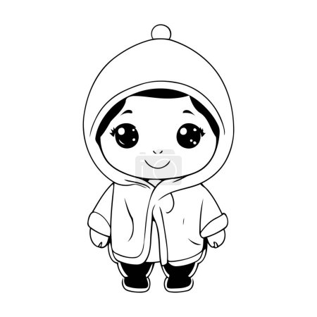 Téléchargez les illustrations : Mignon petit garçon portant des vêtements d'hiver sur fond blanc. illustration vectorielle - en licence libre de droit