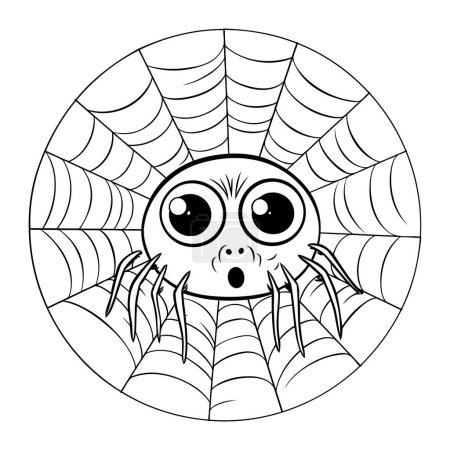 Téléchargez les illustrations : Illustration en style vitrail avec une araignée sur fond blanc. image ronde - en licence libre de droit