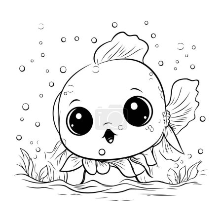 Illustration for Cute cartoon goldfish. Coloring book for children. Vector illustration. - Royalty Free Image