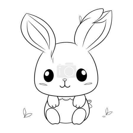 Illustration for Cute rabbit animal cartoon vector illustration graphic design in black and white - Royalty Free Image