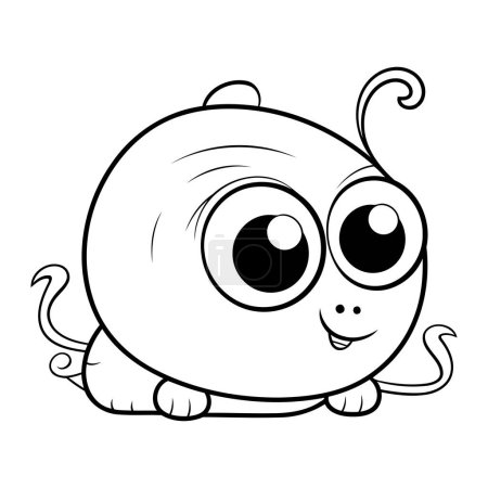 Illustration for Cute cartoon monster. Black and white vector illustration for coloring book. - Royalty Free Image