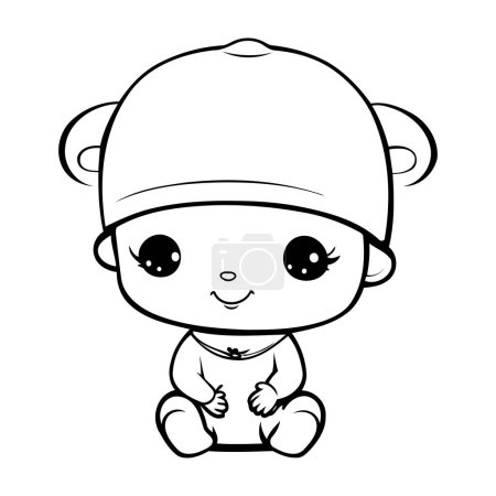 Illustration for Cute baby boy in cap. Vector illustration. Cartoon style. - Royalty Free Image