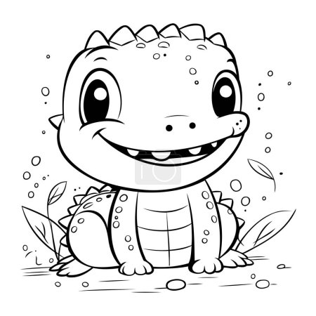 Téléchargez les illustrations : Illustration d'un livre à colorier crocodile mignon - en licence libre de droit