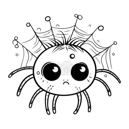 Téléchargez les illustrations : Mignon araignée avec toile d'araignée Halloween personnage vectoriel illustration design - en licence libre de droit