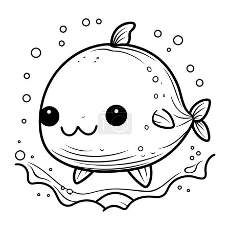 Illustration for Coloring book for children. cute cartoon fish. Vector illustration. - Royalty Free Image