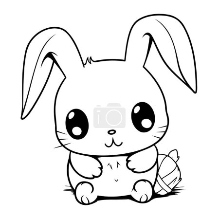 Illustration for Cute cartoon rabbit. Vector illustration for coloring book or page. - Royalty Free Image