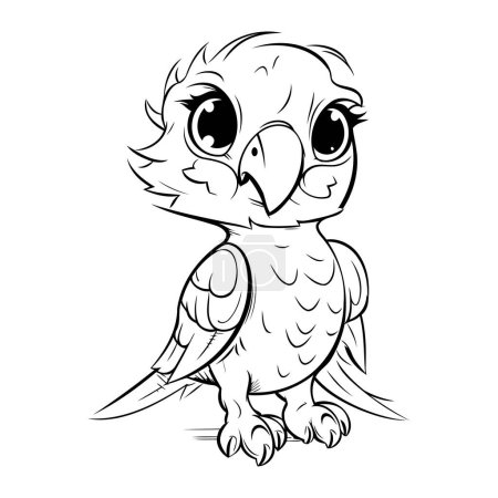 Illustration for Black and White Cartoon Illustration of Cute Parrot Bird for Coloring Book - Royalty Free Image
