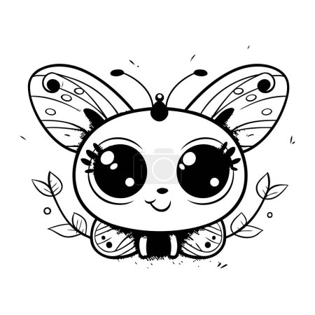 Illustration for Cute cartoon butterfly in doodle style. Vector illustration. - Royalty Free Image