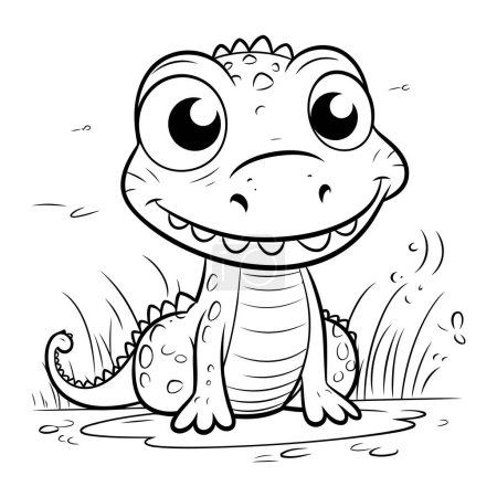 Illustration for Coloring Page Outline Of Cute Crocodile Cartoon Character - Royalty Free Image