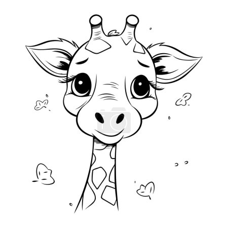 Ilustración de Linda cara de jirafa de dibujos animados. Ilustración vectorial para colorear libro. - Imagen libre de derechos