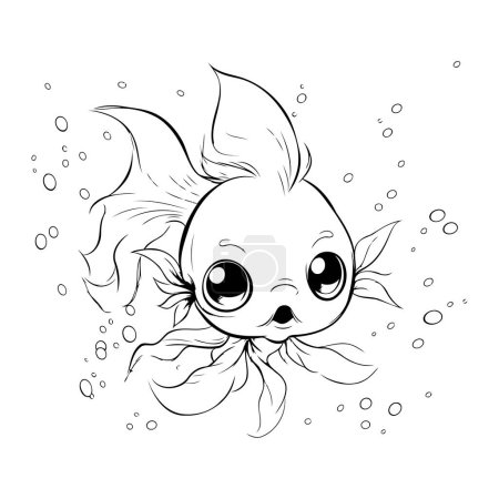Ilustración de Bonito pez dorado de dibujos animados sobre un fondo blanco. Ilustración vectorial. - Imagen libre de derechos