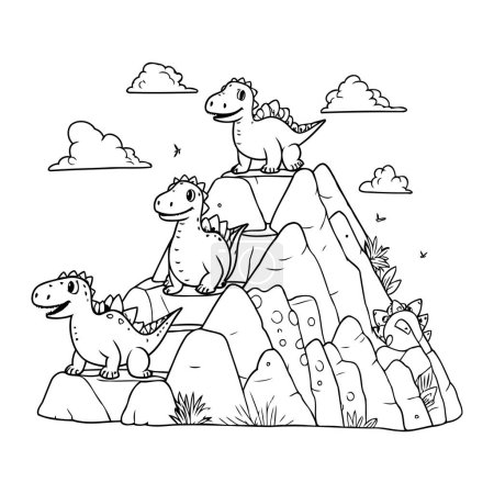 Ilustración de Lindo tiranosaurio rex en la pirámide de piedra vector ilustración diseño - Imagen libre de derechos