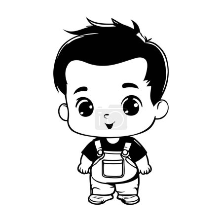 Téléchargez les illustrations : Mignon petit garçon avec bretelles et salopettes vectoriel illustration design - en licence libre de droit
