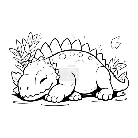 Téléchargez les illustrations : Stegosaurus dessin animé mignon isolé sur fond blanc. Illustration vectorielle. - en licence libre de droit