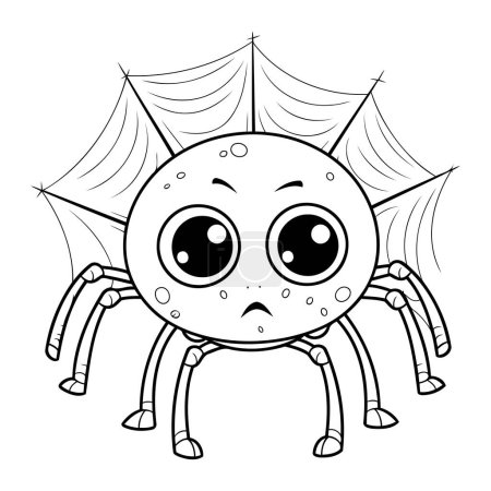 Illustration for Cute cartoon spider isolated on white background. Vector illustration for coloring book. - Royalty Free Image