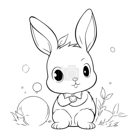 Illustration for Cute cartoon bunny. Vector illustration for coloring book or page. - Royalty Free Image