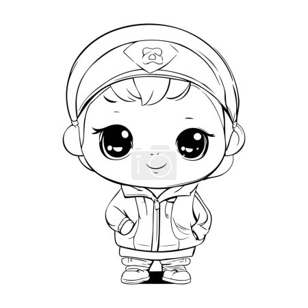 Illustration for Cute little boy dressed as a sailor. Cartoon vector illustration. - Royalty Free Image