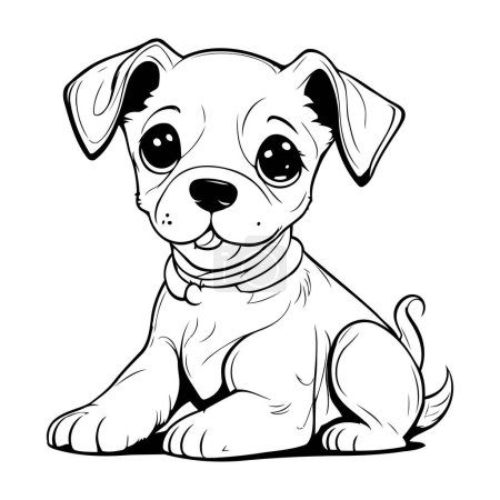 Téléchargez les illustrations : Mignon chien de dessin animé. Illustration vectorielle pour livre ou page à colorier. - en licence libre de droit