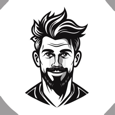 Illustration for Portrait of a man with a beard and mustache. Vector illustration. - Royalty Free Image