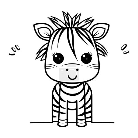 Illustration for Cute cartoon zebra. Vector illustration isolated on white background. - Royalty Free Image