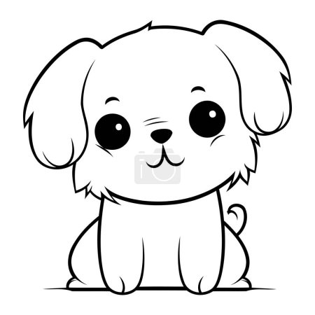 Téléchargez les illustrations : Mignon chien de dessin animé. Illustration vectorielle noir et blanc pour livre à colorier. - en licence libre de droit