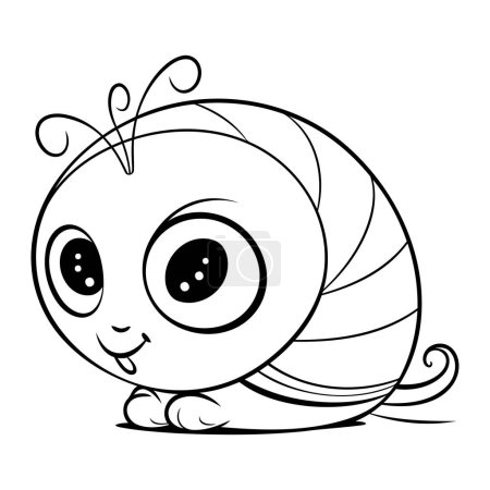 Illustration for Cute cartoon snail. Black and white vector illustration for coloring book. - Royalty Free Image