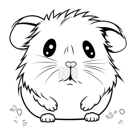 Téléchargez les illustrations : Joli hamster. Illustration vectorielle noir et blanc pour livre à colorier - en licence libre de droit