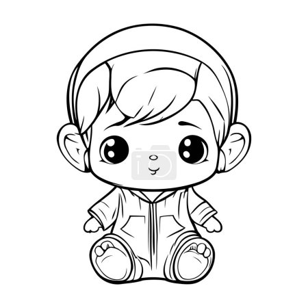 Illustration for Cute Cartoon Baby Boy Character Vector Illustration for Coloring Book - Royalty Free Image