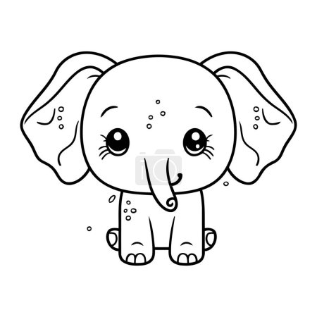 Téléchargez les illustrations : Éléphant de dessin animé mignon. Illustration vectorielle isolée sur fond blanc. - en licence libre de droit
