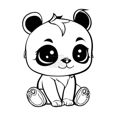 Ilustración de Bonito oso panda de dibujos animados aislado sobre fondo blanco. Ilustración vectorial. - Imagen libre de derechos