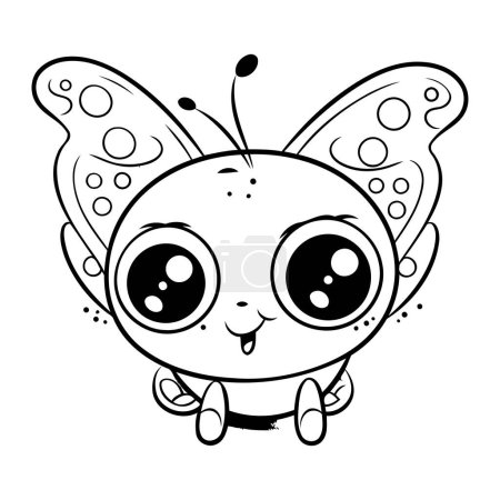 Ilustración de Lindo diseño de dibujos animados mariposa. Kawaii expresión lindo personaje divertido y emoticono tema Vector ilustración - Imagen libre de derechos