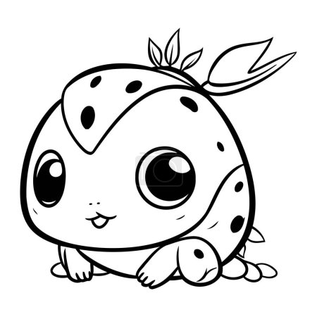 Téléchargez les illustrations : Illustration de dessin animé noir et blanc de mignon personnage animal grenouille livre à colorier - en licence libre de droit