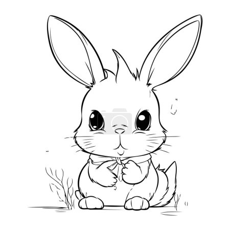 Illustration for Cute little rabbit with a bow on his head. vector illustration - Royalty Free Image
