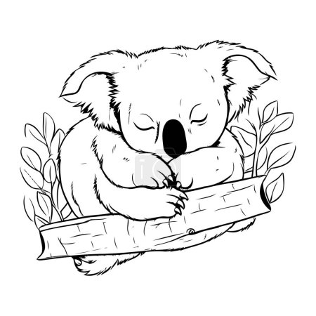 Téléchargez les illustrations : Koala dort sur une branche. Illustration vectorielle d'un koala. - en licence libre de droit