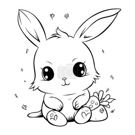 Illustration for Cute cartoon bunny. Vector illustration. Coloring book for children. - Royalty Free Image