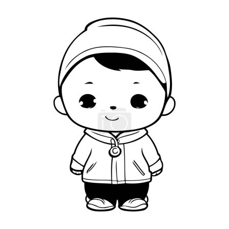 Illustration for Cute little boy with winter clothes cartoon vector illustration graphic design vector illustration graphic design - Royalty Free Image